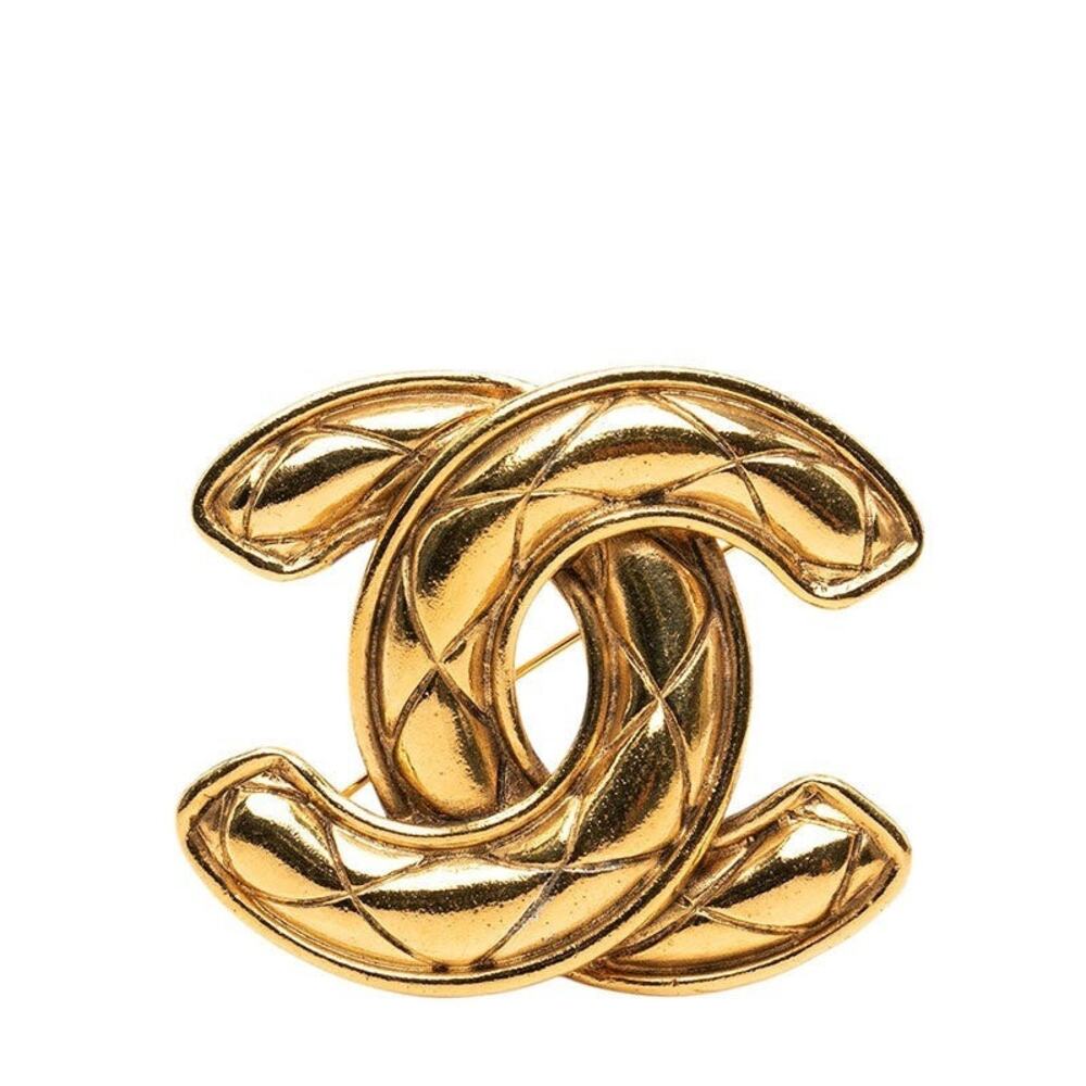 Chanel CC Logo Brooch Gold Plated